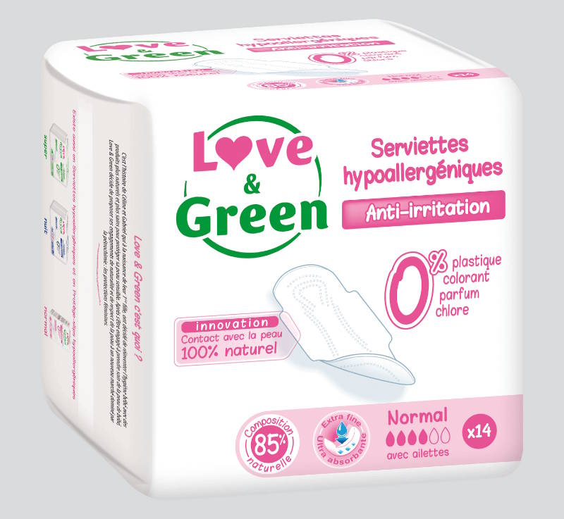 serviettes hypoallergéniques love and green